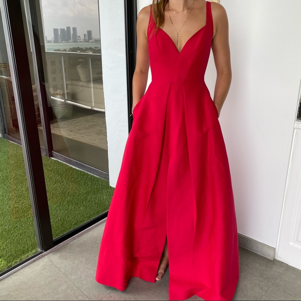 Halston Heritage Silk Faille Gown with Slit